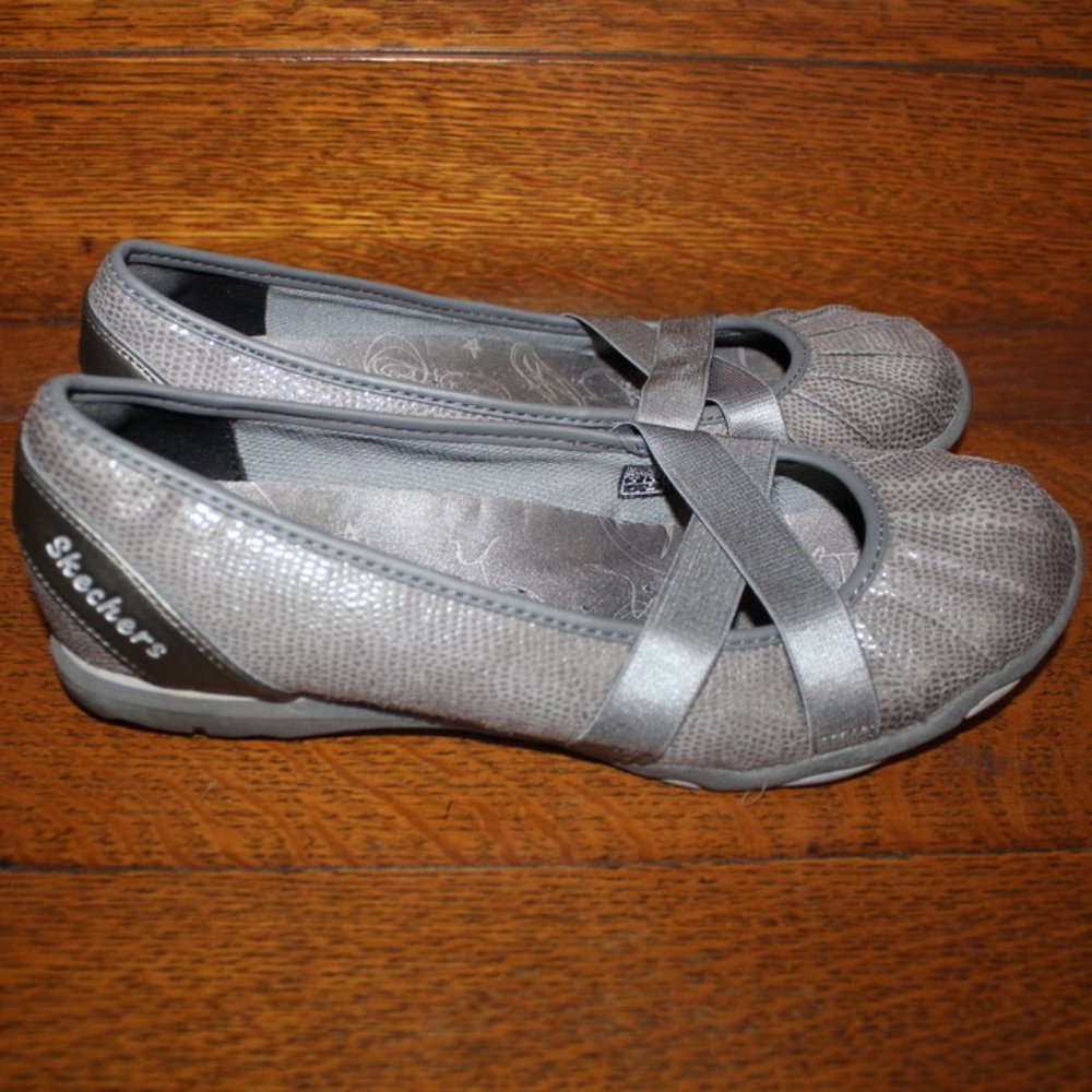 Skechers Grey Ballet Slip Ons Size 8